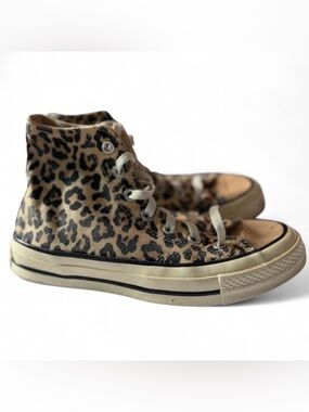 Converse Leopard Print High Tops - Tan & Black